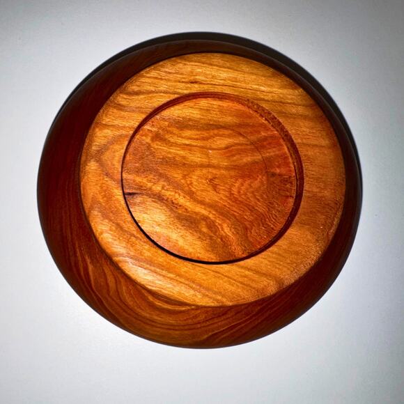 Hand Turned Solid Wood Bowl – Mid Century Modern Danish Style Decor - Picture 5 of 7